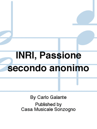 Book cover for INRI, Passione secondo anonimo