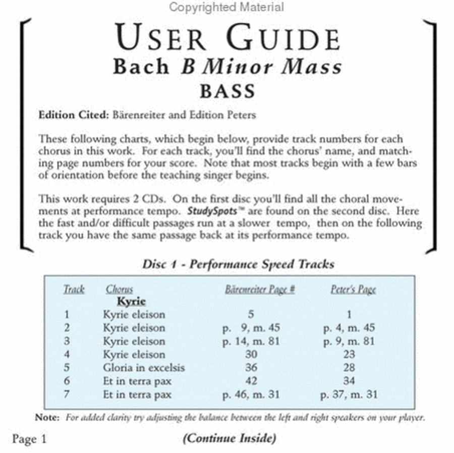 Mass in B Minor, BWV232 (CD only - no sheet music) image number null