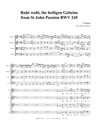 Book cover for RUHT WOHL From St John Passion BWV 245 - For SATB choir and string quartet. With Parts