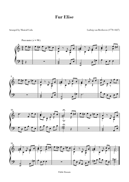 Fur Elise - Piano - Piano Solo - Digital Sheet Music | Sheet Music Plus