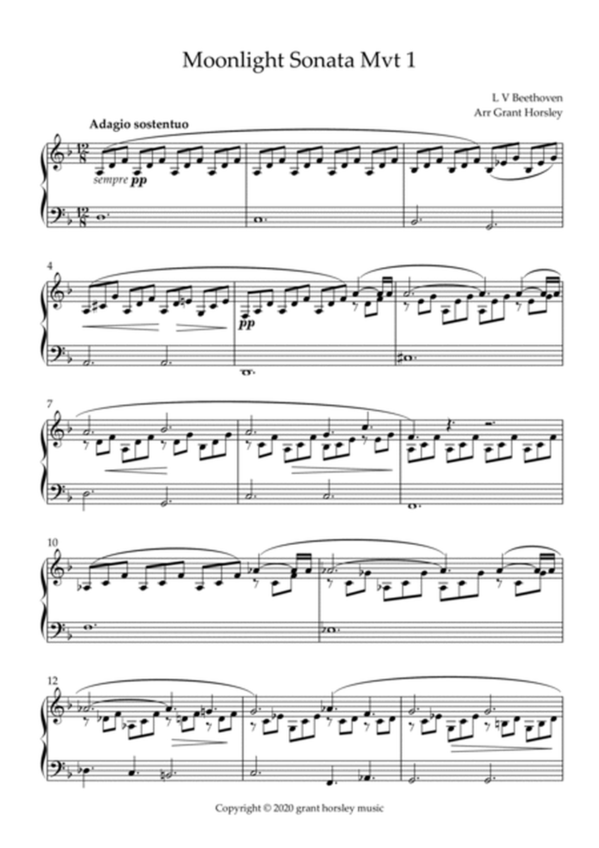 Moonlight Sonata Mvt 1 Piano Solo- easier version Intermediate image number null