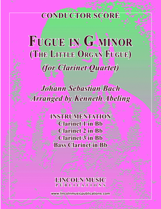 Book cover for Bach - Fugue in G minor - “Little Organ Fugue” (for Clarinet Quartet)