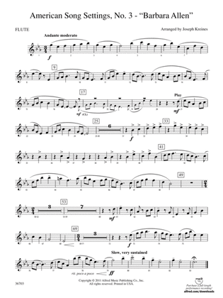 American Song Settings, No. 3 "Barbara Allen": Flute