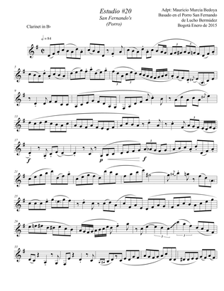 Etude #20 (San Fernando´s Porro), for Solo Clarinet