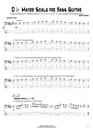 Book cover for Db Major Scale for Bass Guitar (4 Ways to Play)