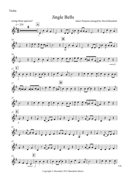VIVE LE VENT (JINGLE BELLS) Sheet music for Violin, Cello (Mixed Quartet)