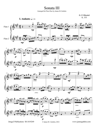 Book cover for Handel: Sonata No. 3 for Flute Duo