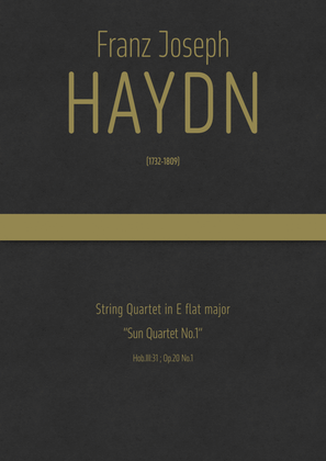 Book cover for Haydn - String Quartet in E flat major, Hob.III:31 ; Op.20 No.1 · "Sun Quartet No.1"