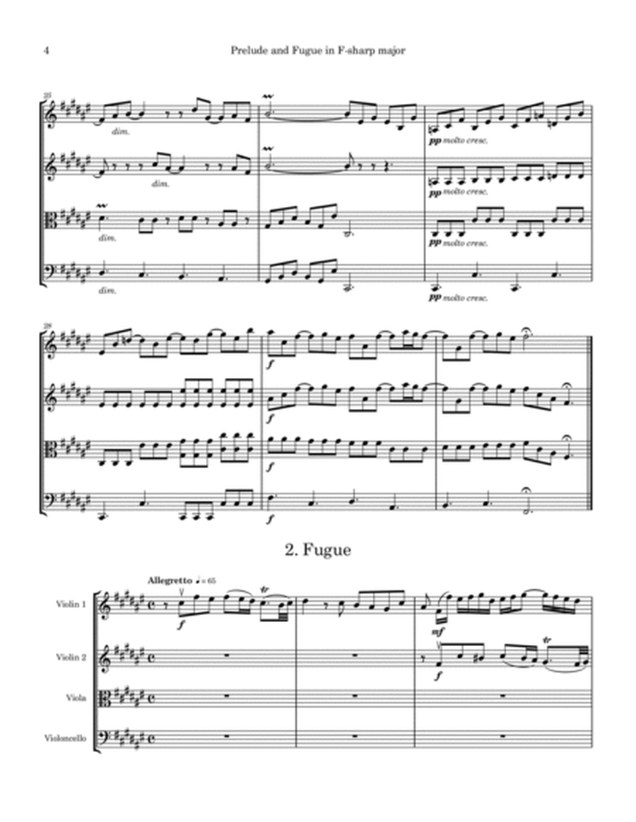 Prelude and Fugue in F-sharp major BWV 858 for String Quartet (original key) image number null