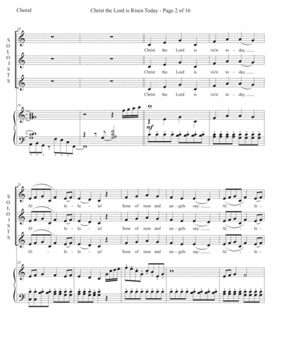 Christ the Lord is Risen Today - 3 Sopranos and SATB choir image number null