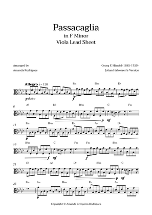Book cover for Passacaglia - Easy Viola Lead Sheet in Fm Minor (Johan Halvorsen's Version)