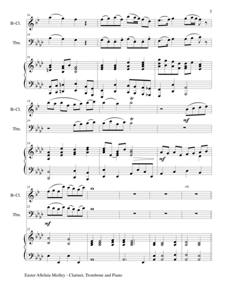 EASTER ALLELUIA MEDLEY (Trio – Bb Clarinet, Trombone/Piano) Score and Parts image number null