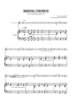 Wagner • Here Comes the Bride (Bridal Chorus) from Lohengrin | trumpet in Bb & piano sheet music