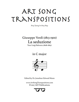 Book cover for VERDI: La seduzione (transposed to C major)