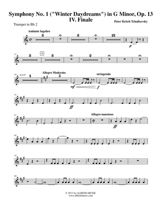 Book cover for Tchaikovsky Symphony No. 1, Movement IV - Trumpet in Bb 2 (Transposed Part), Op. 13