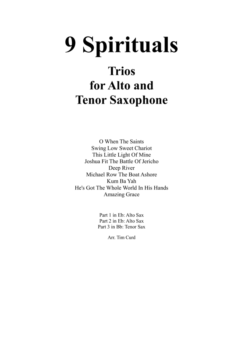 9 Spirituals, Trios For Alto, Alto And Tenor Saxophone image number null