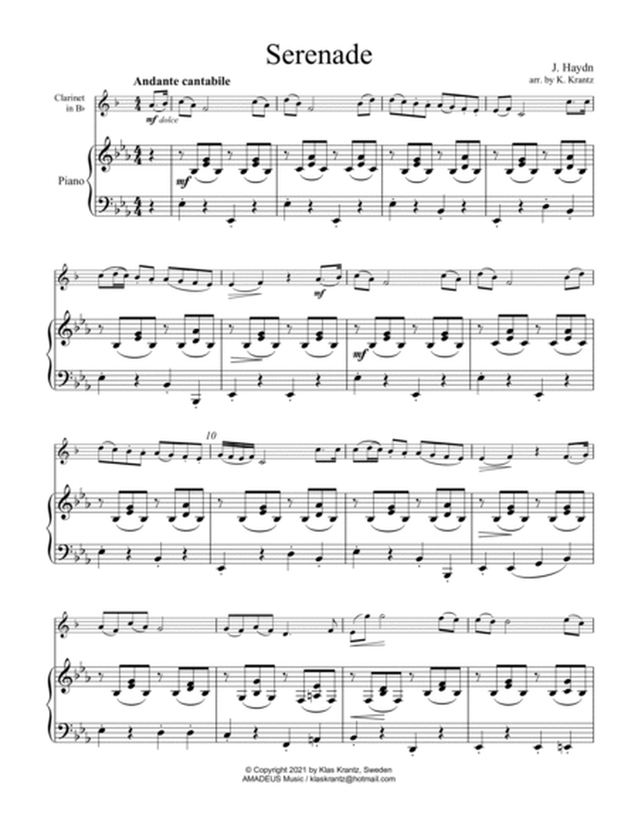 Serenade for clarinet in Bb and easy piano