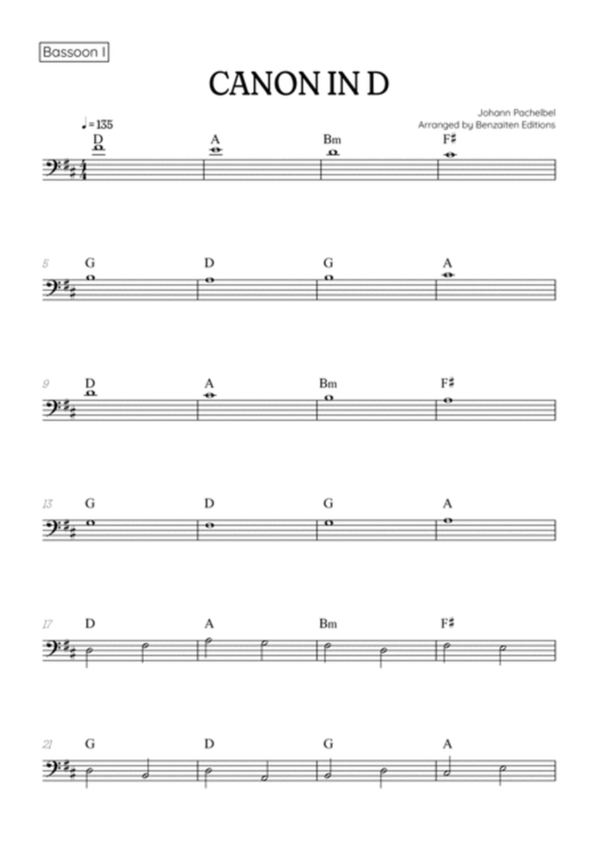 Pachelbel Canon in D • bassoon duet sheet music [chords] image number null