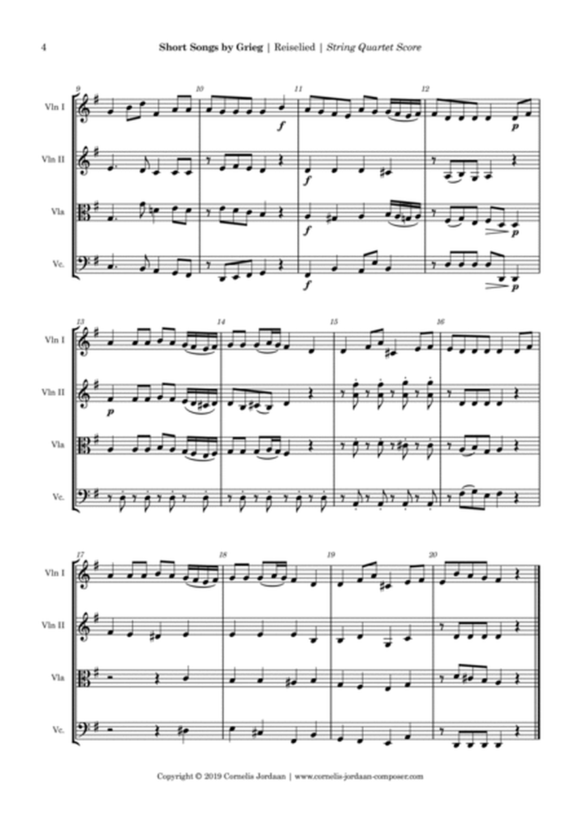 Short Songs for Strings by Grieg (3 easy pieces for string quartet)