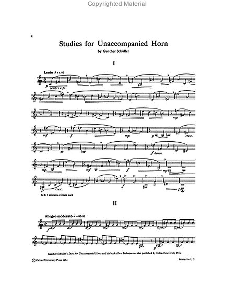 Studies for unaccompanied horn