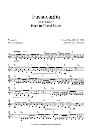 Passacaglia - Easy Horn in F Lead Sheet in Gm Minor (Johan Halvorsen's Version)