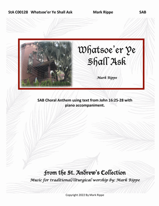 Book cover for Whatsoe'er Ye Shall Ask (StA C00128)