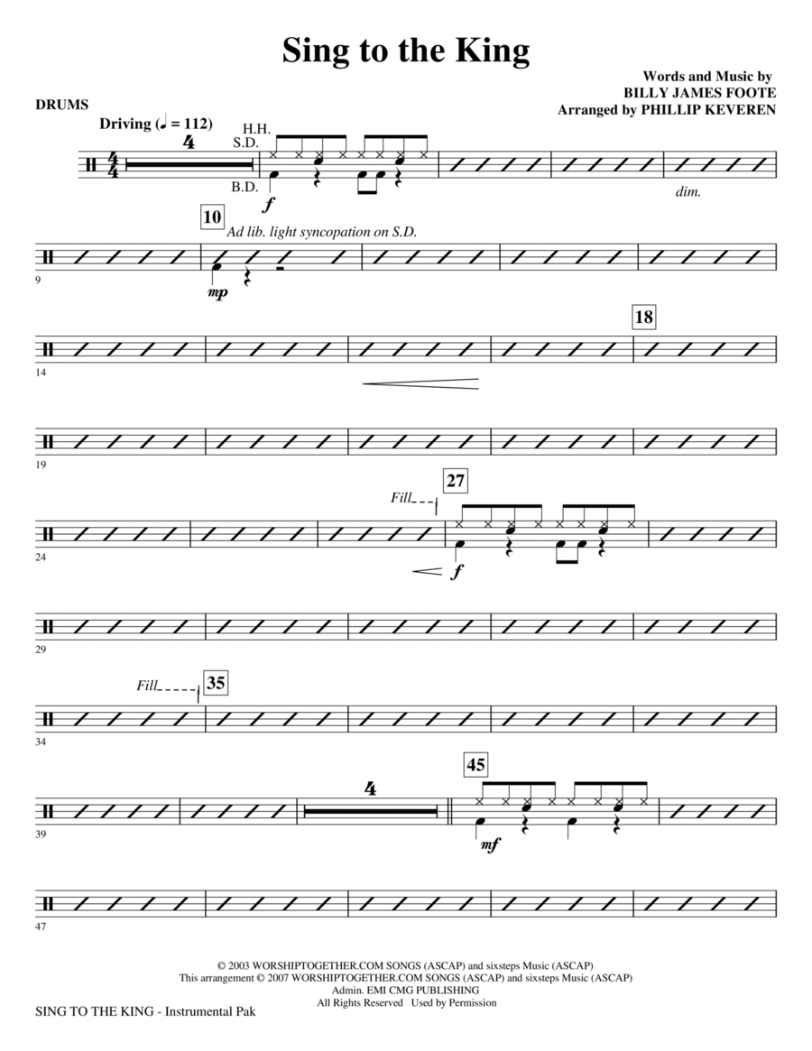 Sing To The King (arr. Phillip Keveren) - Drums