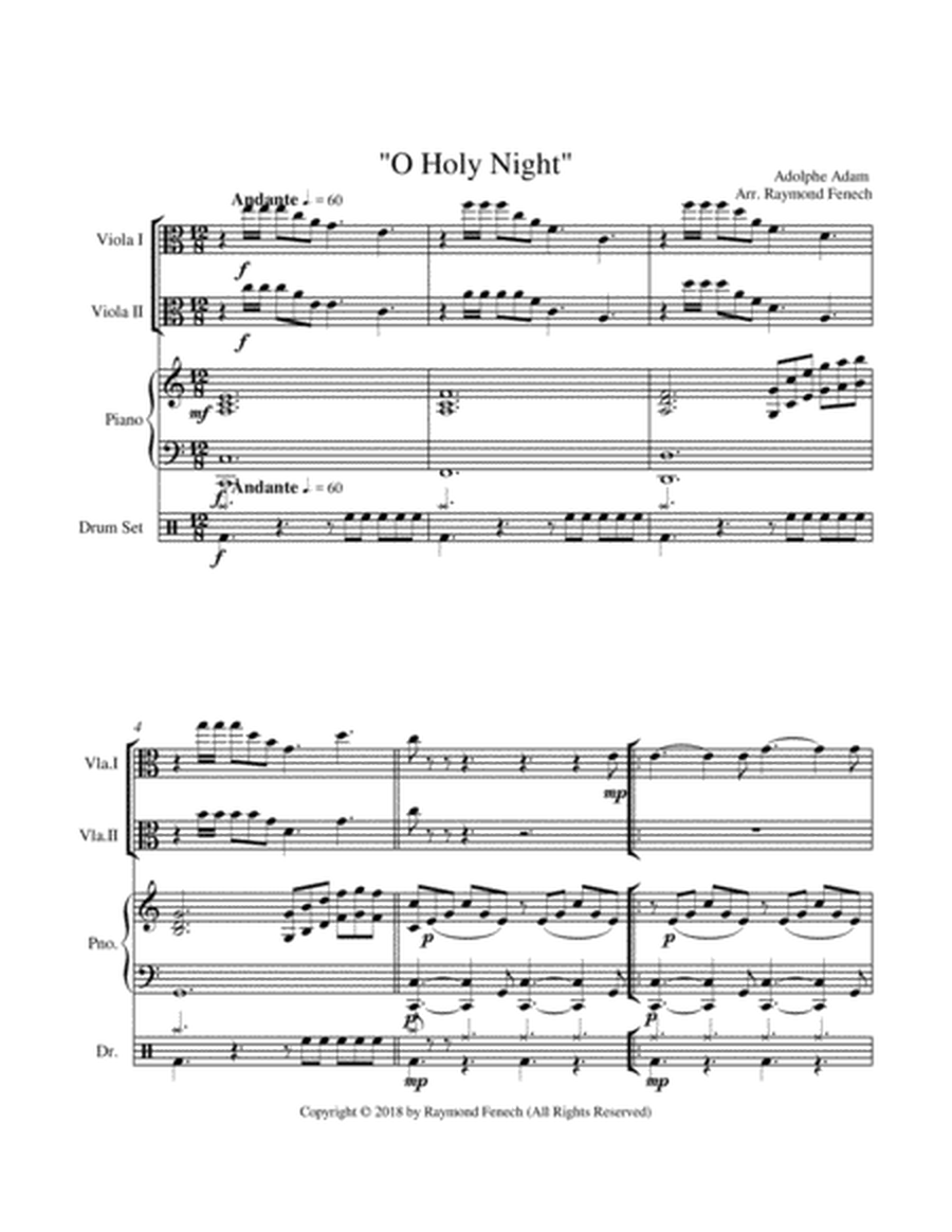 O Holy Night - 2 Violas, Piano and Optional Drum Set - Intermediate Level image number null