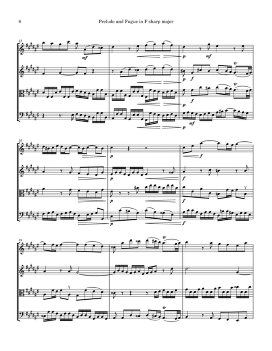 Prelude and Fugue in F-sharp major BWV 858 for String Quartet (original key) image number null