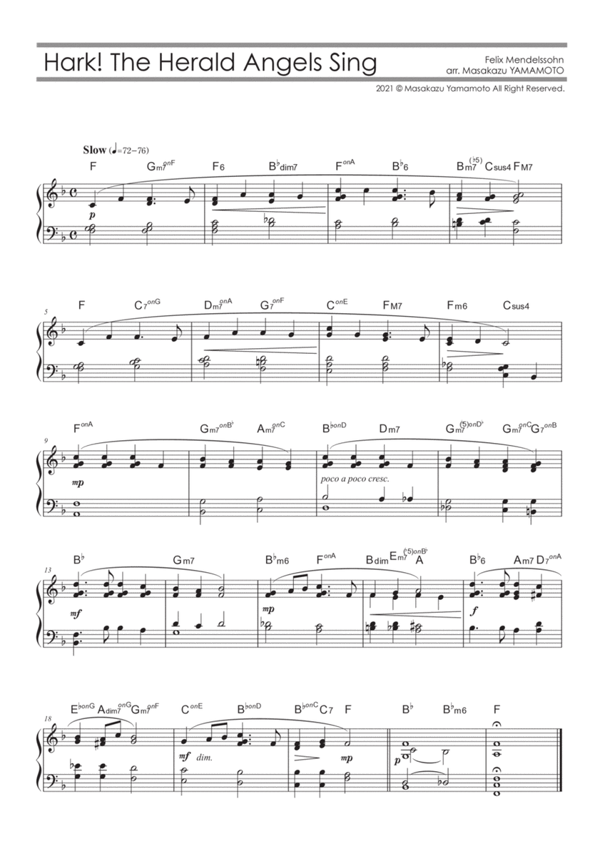 Hark! The Herald Angels Sing [Piano solo / beginner] image number null