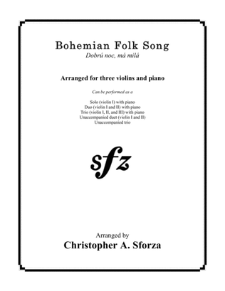 Book cover for Bohemian Folk Song, for three violins and piano