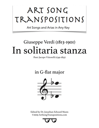 Book cover for VERDI: In solitaria stanza (transposed to G-flat major)