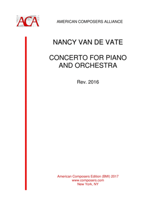 Book cover for [Van de Vate] Concerto for Piano and Orchestra