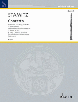 Book cover for Stamitz - Concerto B Flat Clarinet/Piano