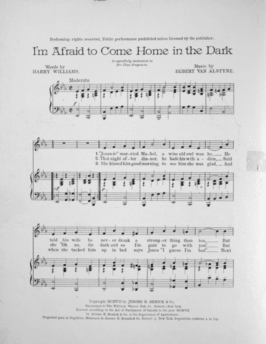 I'm Afraid to Come Home in the Dark. Comic Song