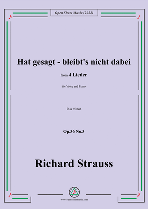 Book cover for Richard Strauss-Hat gesagt-bleibt's nicht dabei,in a minor