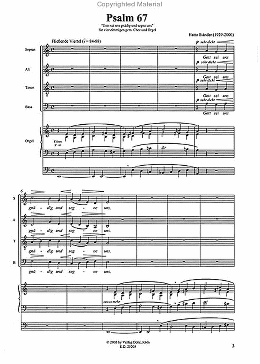 Psalm 67 für 4stg. gem. Chor und Orgel "Gott sei uns gnädig und segne uns" (1984)