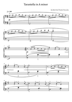 Book cover for Pieczonka - Tarantella in A minor - Original For Piano Solo With Fingered