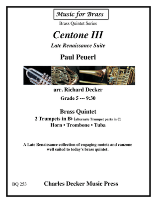 Book cover for Centone III Late Renaissance Suite for Brass Quintet