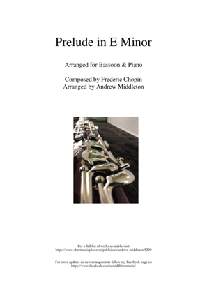 Book cover for Prelude in E Minor arranged for Bassoon & Piano