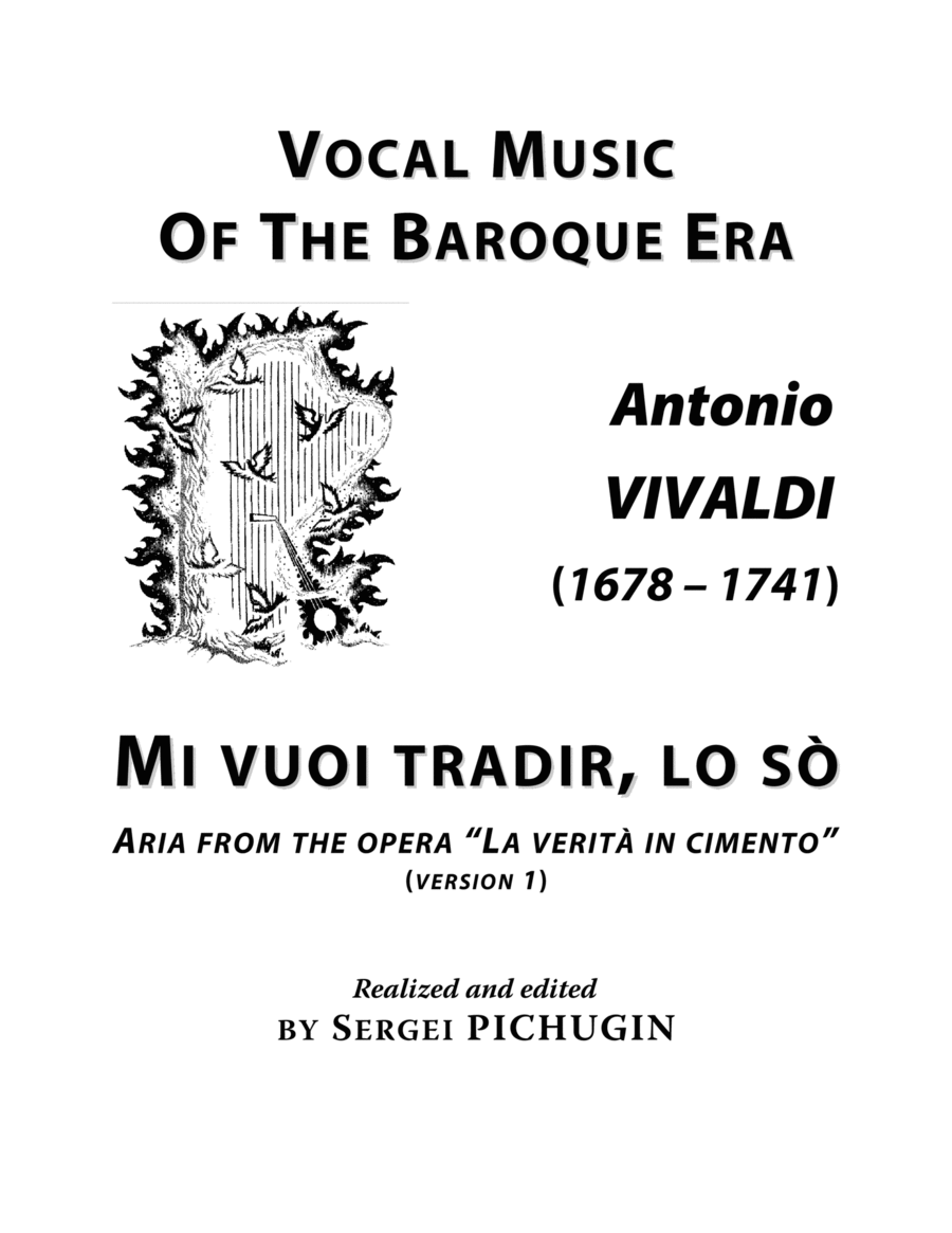 VIVALDI Antonio: Mi vuoi tradir, lo sò (version 1), aria from the opera "La verità in cimento", ar image number null