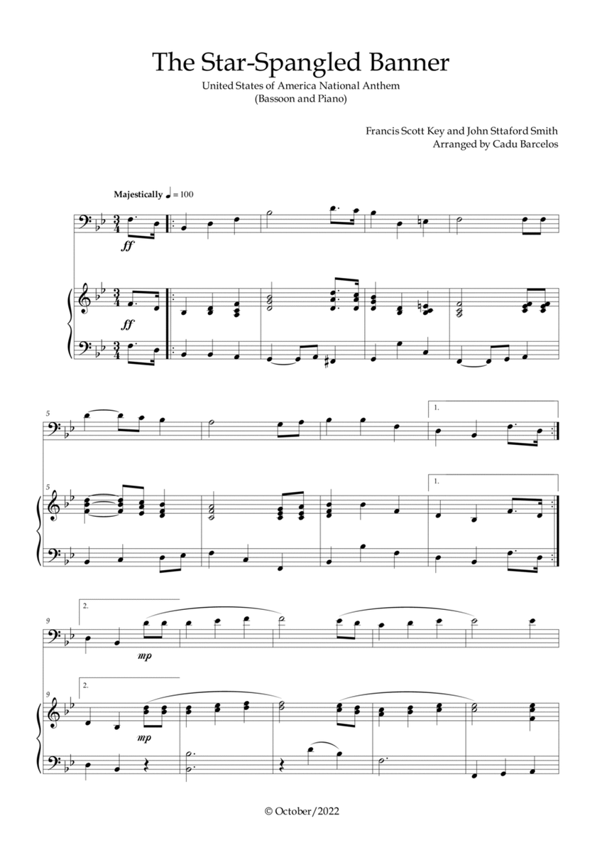 The Star-Spangled Banner - EUA Hymn (Bassoon and Piano) image number null