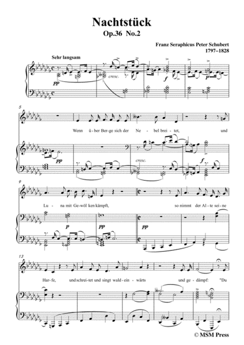Schubert-Nachtstück,Op.36 No.2,in a flat minor,for Voice&Piano image number null