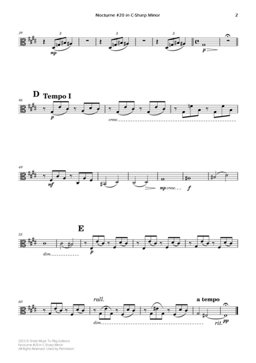 Nocturne No.20 in C Sharp minor - Piano Quintet (Individual Parts) image number null