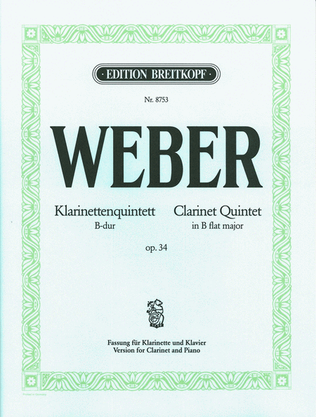 Book cover for Quintet in B flat major Op. 34