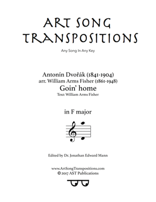 Book cover for DVOŘÁK/FISHER: Goin' home (transposed to F major)
