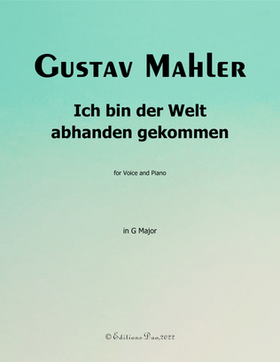 Book cover for Ich bin der Welt abhanden gekommen, by Mahler, in G Major