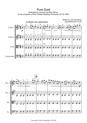 Book cover for Pure Gold for String Quartet - Score and Parts