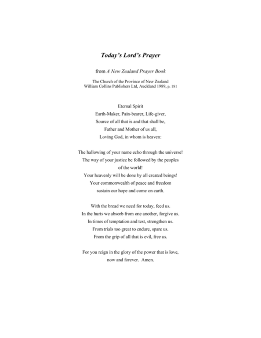 Today's Lord's Prayer, for Chorus SATB a Capella image number null