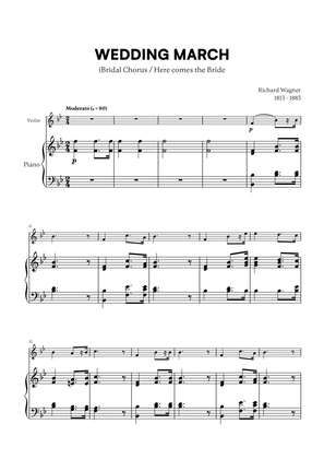 Book cover for Richard Wagner - Wedding March (Here comes the Bride) (for Violin and Piano)